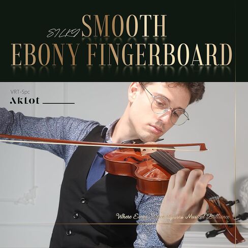 AKLOT Ergonomic Acoustic 4/4 Violin: Lesson Book, Solid Wood, Intermediate Beginner Glossy Fiddle, with Hard Case, Extra String, Bow, Shoulder Rest, Tuner, Fretboard Stickers, Full Size Adults Violen in Saudi Arabia