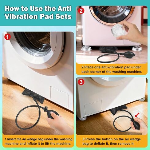 Anti Vibration Pads for Washing Machine Transparent Washer Dryer Anti Vibration Pads Reduce Noise Vibration Antivibration Feet Stabilizer 4 Pack with Air Wedge Bag in Kuwait