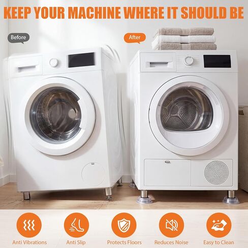 8 Pcs Anti Vibration Pads for Washing Machine and Dryer Bulk Transparent Rubber Antivibration Stabilizer Washer Stabilizer Feet Washing Machine Foot Pads Prevent Moving Shaking Walking Noise in Saudi Arabia