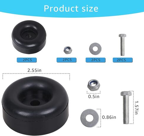 Heavy Duty Rubber Anti Vibration Feet Pads 2 Pack, Anti Vibration Mounts Replacement Rubber Bumpers 1 x 2.5 in, Compatible with Generator Rubber Feet, Pressure Washer Pads, Air Compressor Foot Pads in Kuwait