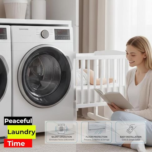 Anti-Vibration Pads for Washing Machine – 4 Pack Rubber Shock Absorbing Feet, Noise Reduction and Floor Protection, Universal Non-Slip Washer Dryer Pedestal Stabilizer in Saudi Arabia