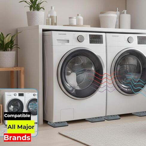 Anti-Vibration Pads for Washing Machine – 4 Pack Rubber Shock Absorbing Feet, Noise Reduction and Floor Protection, Universal Non-Slip Washer Dryer Pedestal Stabilizer in Saudi Arabia