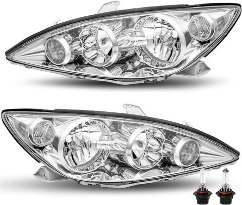JSBOYAT Headlight Assembly Replacement for 2005 2006 Toyota Camry LE XLE SE Driver and Passenger Side (Chrome Housing & Amber Reflector) in Saudi Arabia