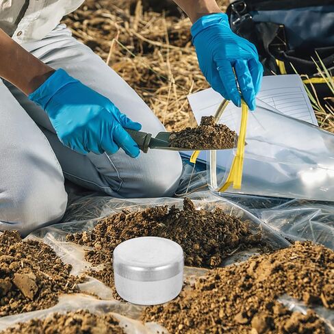 4 قطع من برطمانات أخذ عينات التربة من الألومنيوم من NOLITOY مع أغطية وحوامل وزن دائرية وحاويات صغيرة لتخزين التربة في المختبر وجمع العينات (φ46×25 مم) in Saudi Arabia