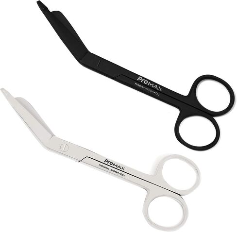 مقص ضمادة ليستر 5.5 بوصة – للطب والتمريض – مرآة + تيتانيوم أسود – عبوة 2 in Kuwait