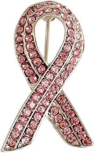Breast Cancer Awareness Brooch Pin Rhinestone Zirconia AIDS Hope Pink Ribbon Lapel Pin Brooches for Women Girl Jewelry in Kuwait
