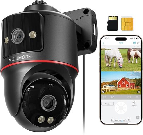 كاميرات الأمان الخلوية 4G LTE ، كاميرا أمان للعدسات المزدوجة ، 2K لا يوجد كاميرا أمان WIFI خارج الهواء الطلق ، إخطار التتبع/ الدفع التلقائي ، عرض 360 درجة مباشرة ، رؤية ليلية ملونة ، بطاقة SIM مدمجة/ 64 جيجابايت بطاقة SD in Kuwait