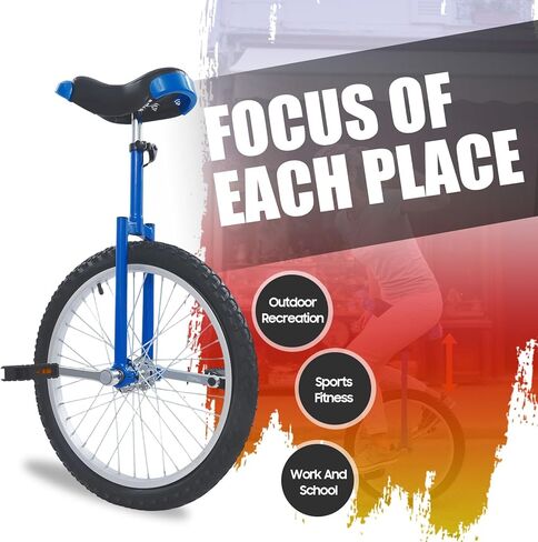 20 Inch Wheeled Outdoor Unicycle for Adults, Adjustable Height Aluminum Frame Balance Unicycle with Anti-Slip Tire & Shock-Absorbing Fork, Fitness Unicycle for Exercise & Outdoor Sports in Saudi Arabia