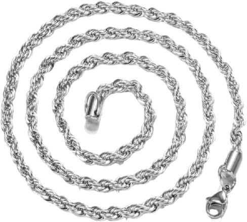 Fashion 925 Sterling Silver Rope Chain Twist Necklace Faux Dainty Durable Twist Rope Necklace Jewelry Luxury Braided Rope Chain Necklace Temperament Wedding Engagement Jewelry in Kuwait