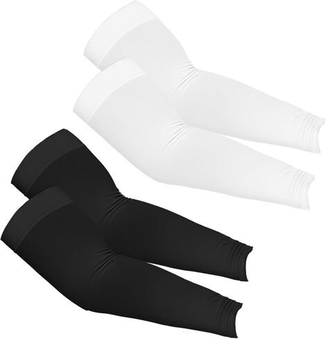 Larrel 2 Pairs Plus Size Arm Sleeves, UV Sun Protection Arm Sleeves for Men and Women, Cooling Sports Compression Sleeve, Tattoo Cover Up Sleeve for Golf, Baseball, Cycling and Running (Black, White) in Saudi Arabia