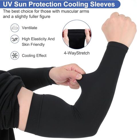 Larrel 2 Pairs Plus Size Arm Sleeves, UV Sun Protection Arm Sleeves for Men and Women, Cooling Sports Compression Sleeve, Tattoo Cover Up Sleeve for Golf, Baseball, Cycling and Running (Black, White) in Saudi Arabia