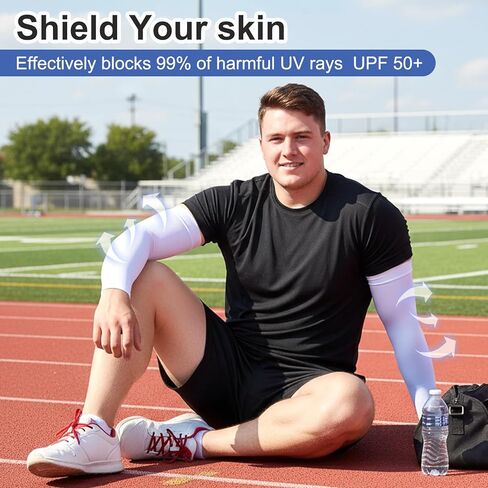 Larrel 2 Pairs Plus Size Arm Sleeves, UV Sun Protection Arm Sleeves for Men and Women, Cooling Sports Compression Sleeve, Tattoo Cover Up Sleeve for Golf, Baseball, Cycling and Running (Black, White) in Saudi Arabia