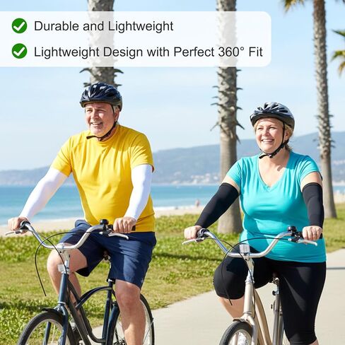 Larrel 2 Pairs Plus Size Arm Sleeves, UV Sun Protection Arm Sleeves for Men and Women, Cooling Sports Compression Sleeve, Tattoo Cover Up Sleeve for Golf, Baseball, Cycling and Running (Black, White) in Saudi Arabia