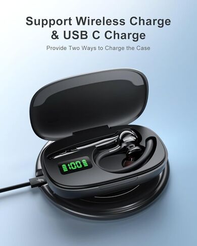 Earbuds Wireless Earpiece Bluetooth Headset with Noise Canceling Mic 160H Standby Time Hands Free Earphones Single Ear Headphone for iphone Android Samsung Cell Phones PC TV Computer Game Trucker Work in Kuwait