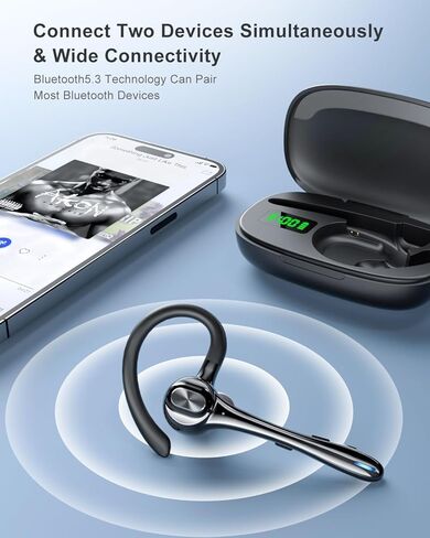 Earbuds Wireless Earpiece Bluetooth Headset with Noise Canceling Mic 160H Standby Time Hands Free Earphones Single Ear Headphone for iphone Android Samsung Cell Phones PC TV Computer Game Trucker Work in Kuwait