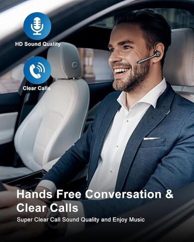 Earbuds Wireless Earpiece Bluetooth Headset with Noise Canceling Mic 160H Standby Time Hands Free Earphones Single Ear Headphone for iphone Android Samsung Cell Phones PC TV Computer Game Trucker Work in Kuwait