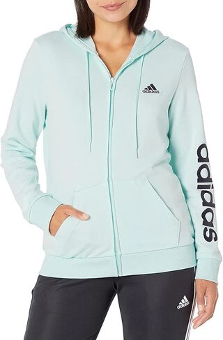 adidas womens Essentials Logo Full-Zip Hoodie Ice Mint/Ink Medium in Saudi Arabia