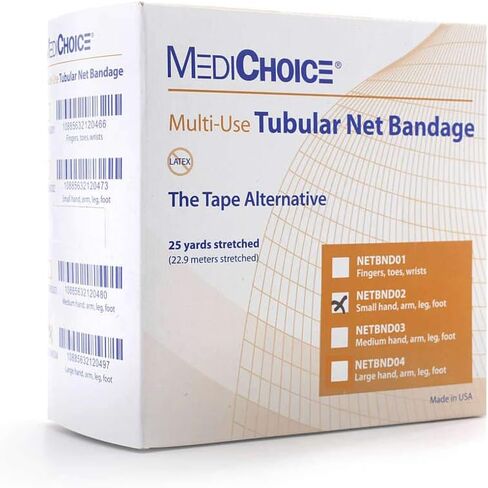 ضمادات أنبوبية من MediChoice، شبكة قابلة للتمدد، مرنة وبوليستر، بيضاء، تناسب قدم ذراع اليد الصغيرة، مقاس 2، 25 ياردة (كل قطعة واحدة) in Kuwait