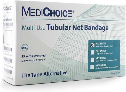 ضمادات أنبوبية من MediChoice، شبكة قابلة للتمدد، مرنة وبوليستر، بيضاء، تناسب فخذ الرأس الصغير، مقاس 5، 25 ياردة (كل قطعة واحدة) in Kuwait