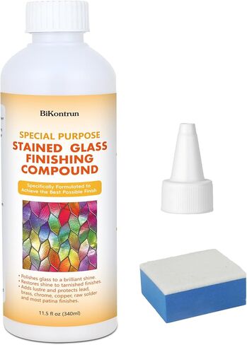 مركب تشطيب طلاء الزجاج الملون، ملمع ومنظف احترافي للزجاج الملون، يستعيد اللمعان الرائع ويحمي اللمسة النهائية، ويزيل طبقة زيت تشويه الأكسدة للفنانين والهواة in Kuwait