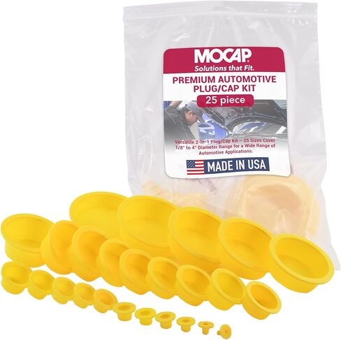 MOCAP Automotive Extra Thick Plug Cap Kit (TWF Series) – Durable LDPE Plug & Cap for Tube, Pipe & Hydraulic Fittings, High-Visibility Yellow, Protects Against Dirt, Moisture & Damage - 25-Piece Set in Kuwait