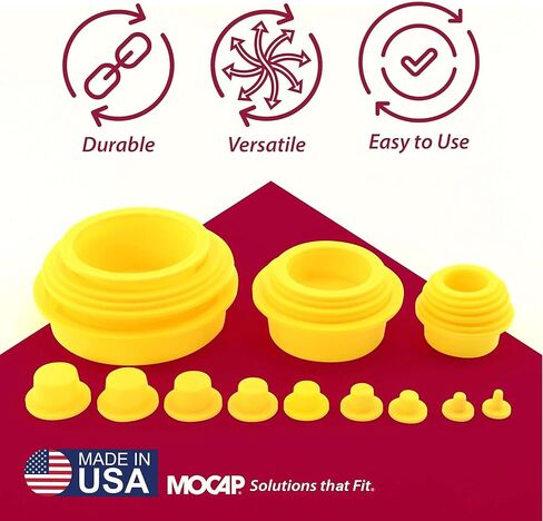 MOCAP Automotive Extra Thick Plug Cap Kit (TWF Series) – Durable LDPE Plug & Cap for Tube, Pipe & Hydraulic Fittings, High-Visibility Yellow, Protects Against Dirt, Moisture & Damage - 25-Piece Set in Kuwait