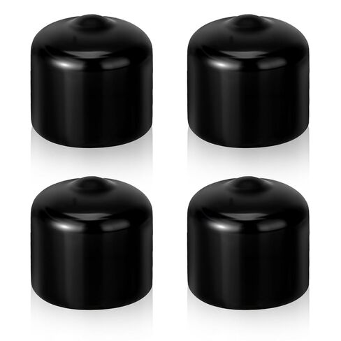 2" (50 mm) Rubber End Caps, 4 PCS Soft PVC Rubber Plug Round Black Vinyl Covers Thread Protective Sleeve Screw Protective Cap Round Plastic Cover Sleeve for Metal Tubing Fences Chair Furniture Legs in Kuwait
