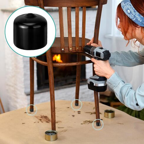 2" (50 mm) Rubber End Caps, 4 PCS Soft PVC Rubber Plug Round Black Vinyl Covers Thread Protective Sleeve Screw Protective Cap Round Plastic Cover Sleeve for Metal Tubing Fences Chair Furniture Legs in Kuwait