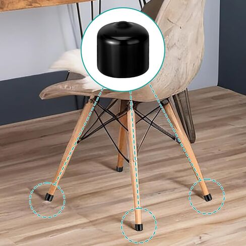 2" (50 mm) Rubber End Caps, 4 PCS Soft PVC Rubber Plug Round Black Vinyl Covers Thread Protective Sleeve Screw Protective Cap Round Plastic Cover Sleeve for Metal Tubing Fences Chair Furniture Legs in Kuwait