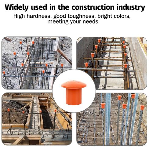 250 PCS Rebar Caps Replace for #3-#9, Plastic Rebar Protective Cap for 10mm-30mm Reinforcing Steel Bar, Mushroom Rebars Safety Covers Caps, Orange in Kuwait