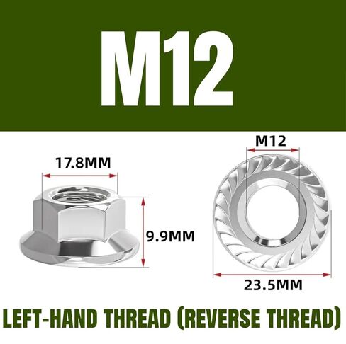 304 Stainless Steel Flange Anti Loosening Nut with Fine Teeth/Reverse Teeth Optional with Flat Pad, Anti Slip Tooth Pattern, Anti Vibration M4-M20 Heavy-Duty Fastener(Lh*M12(5PC)) in Saudi Arabia