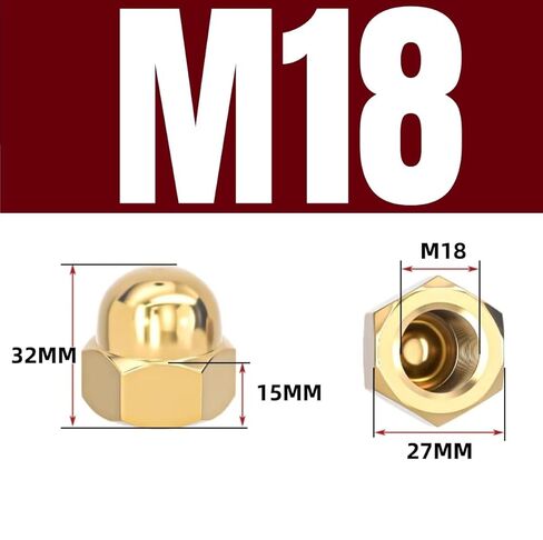 Brass Cap Type Nut All Copper Dust-Proof Decorative Nut M3-M20 Conductive Material Stable Pipeline Furniture Equipment Sealed End Cap(M18(1pc)) in Saudi Arabia