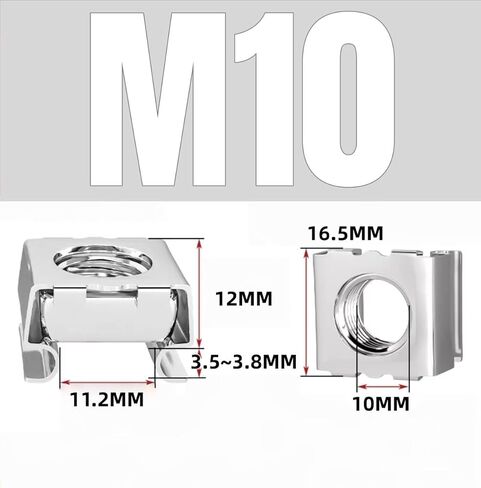 20PCS 304 Stainless Steel/Carbon Steel Cage Nut Server Cabinet Specific Floating Clip Nuts M4 M5 M6 M8 M10 Square Nuts Rack Installation Universal Fastener Accessories(304SS,M10) in Saudi Arabia