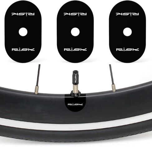 20-Pack Bicycle Presta Valve Stem Stickers - Adhesive Anti-Vibration Rim Protector Pads & Noise Reducing Washers - Protective Spacers for Road & Mountain Bike Carbon Rims (Black, Oval) in Saudi Arabia