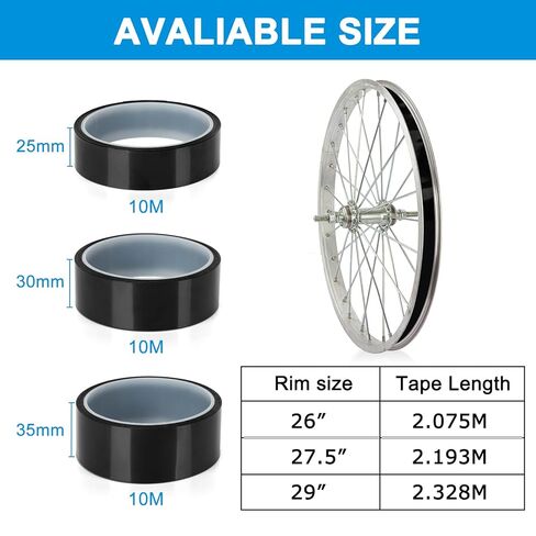 PSLER Tubeless Rim Tape - PET Adhesive Tape for Bicycle Rims, 10 m Roll 25 mm in Saudi Arabia
