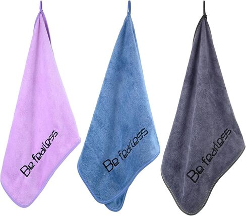 3 عبوات من مناشف الصالة الرياضية المصنوعة من الألياف الدقيقة، مقاس 76.2 سم × 35.56 سم، مناشف فائقة النعومة وسريعة الجفاف للياقة البدنية والرياضة واليوجا وركوب الدراجات والتمرين. الرمادي والأزرق والأرجواني in Kuwait