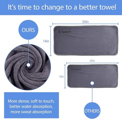 3 عبوات من مناشف الصالة الرياضية المصنوعة من الألياف الدقيقة، مقاس 76.2 سم × 35.56 سم، مناشف فائقة النعومة وسريعة الجفاف للياقة البدنية والرياضة واليوجا وركوب الدراجات والتمرين. الرمادي والأزرق والأرجواني in Kuwait