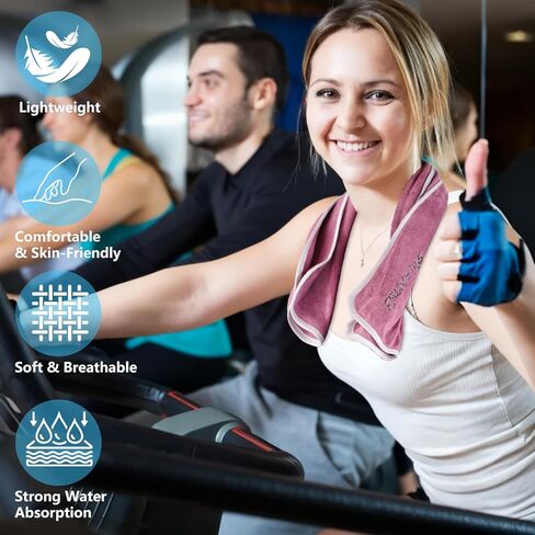 مناشف الصالة الرياضية المصنوعة من الألياف الدقيقة من جيرند، مناشف التمرين سريعة الجفاف للنساء والرجال، منشفة رياضية فائقة النعومة للياقة البدنية واليوجا والسباحة والجري والرياضات الخارجية (أزرق + وردي) in Kuwait