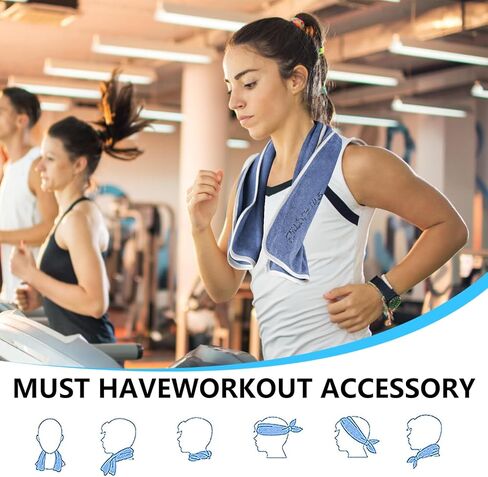 مناشف الصالة الرياضية المصنوعة من الألياف الدقيقة من جيرند، مناشف التمرين سريعة الجفاف للنساء والرجال، منشفة رياضية فائقة النعومة للياقة البدنية واليوجا والسباحة والجري والرياضات الخارجية (أزرق + وردي) in Kuwait