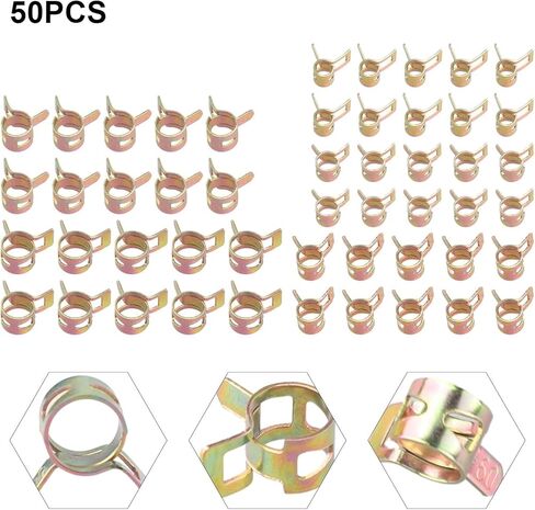 50 قطعة من مشابك الخرطوم، مجموعة مشابك لأنبوب خط هواء الوقود والماء 5-9 مم، مشابك فولاذية 65Mn بأحجام متنوعة in Kuwait