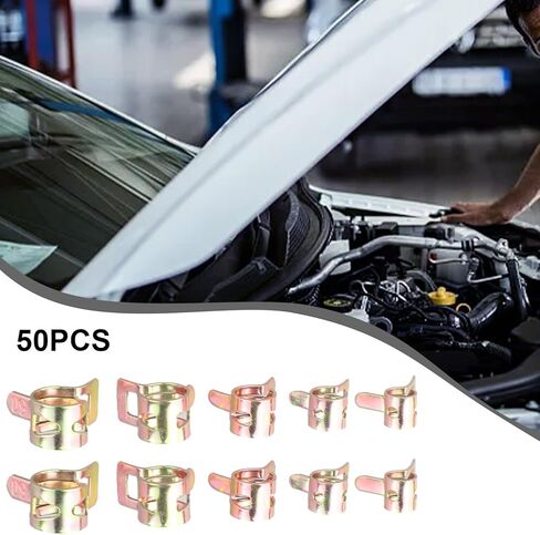 50 قطعة من مشابك الخرطوم، مجموعة مشابك لأنبوب خط هواء الوقود والماء 5-9 مم، مشابك فولاذية 65Mn بأحجام متنوعة in Kuwait