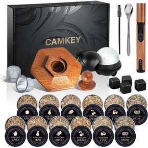 23Pcs Whiskey Smoker Kit with Torch-12 Wood Chips, Ice Ball Mold, Cocktail Smoker Infuser Kit, Old Fashioned Drink Smoker Kit, Birthday Bourbon Whiskey Gifts for Men,Dad,Him, Valentine's Day Gifts in Saudi Arabia