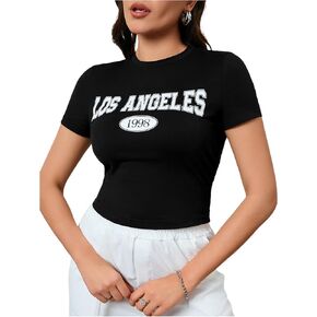 تيشيرت نسائي قصير برسوم Y2K من SOLY HUX بأكمام قصيرة وجذاب وجذاب in Kuwait