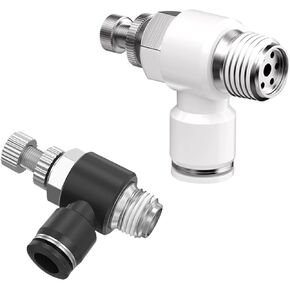 Tracheal Quick Connector Speed Control Switch Regulating Valve Throttle Pneumatic Adjustable Cylinder SL6/8/01/01/M510 1Pcs(白色SL4-01(高端)) in Kuwait