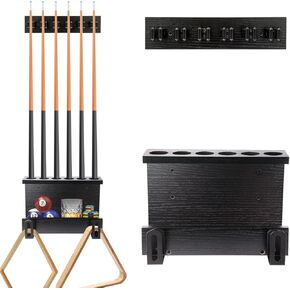 Pool Stick Holder Wall Mount, Pool Cue Set Holder for 6 Cues Sticks Storage Pool Table Accessories Equipment Organizer, Cue Rack Billiards Accessories for Game Room Bars Clubs Billiard Players, Brown in Kuwait
