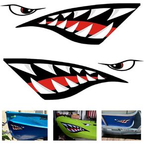 MOOCY 2Pcs Shark Teeth Mouth Kayak Stickers，Kayak Decals Waterproof DIY Funny Graphics Accessories for Kayak Canoe Fishing Boat Car Truck Jet Ski Hobie Dagger Ocean Boat Decoration in Kuwait
