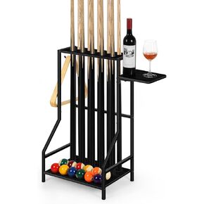 حامل عصا حمام السباحة من سموسي، حامل عصا حمام السباحة الخشبي، حامل عصا حمام السباحة، حامل عصا عصا البلياردو لغرفة البلياردو وغرفة ألعاب النادي وطاولة حمام السباحة يحمل 10 عصا، أسود in Kuwait