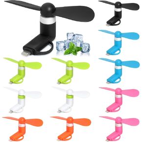 Mini Cell Phone Fan 12 Pack, 2-in-1 Fan Compatible for iPhone, iPad, Android Smartphone,Tablet Fit for Type C/Lightning Port Colorful and Powerful Cell Phone Summer Accessories in Kuwait