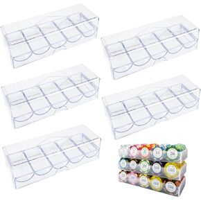 5 قطع من علبة شرائح البوكر، صينية شرائح البوكر البلاستيكية الشفافة مع غطاء، حقيبة عرض تخزين متعددة الاستخدام للمقامرة أو الحفلات أو المنزل in Kuwait