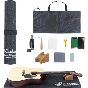 طقم حصيرة إصلاح الجيتار مع مسند للرقبة، وبساط عمل من اللباد، ولفاف سلسلة، وأدوات تلميع الحنق، وإكسسوارات التنظيف وأكياس التخزين - مجموعة صيانة كاملة للقيثارات الصوتية والكهربائية in Kuwait